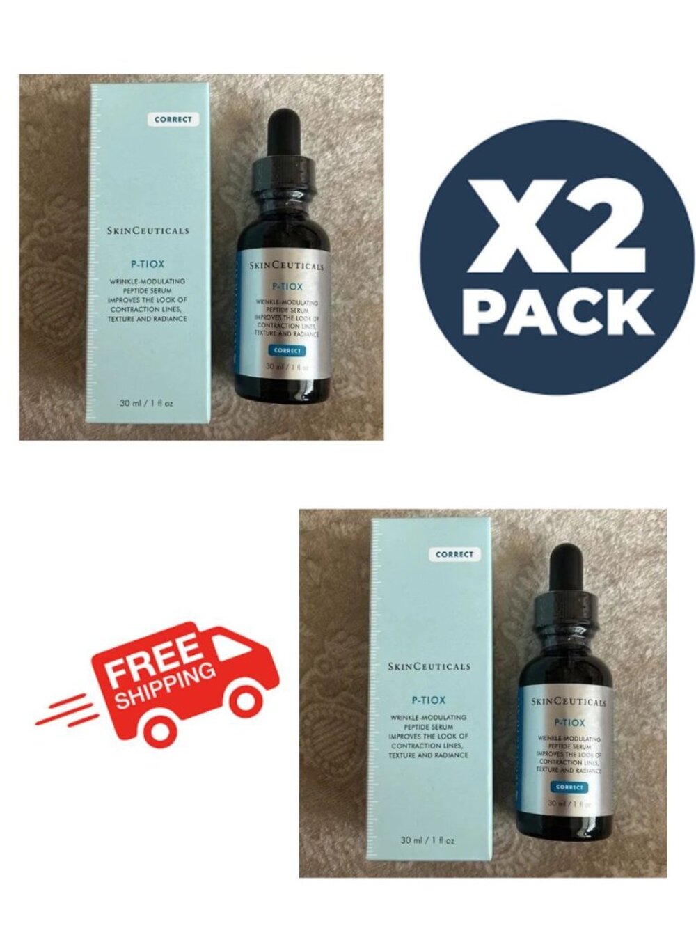 Skinceuticals P-TIOX Peptide Serum 1oz/30ml – Wrinkle-Modulating Treatment (2x)